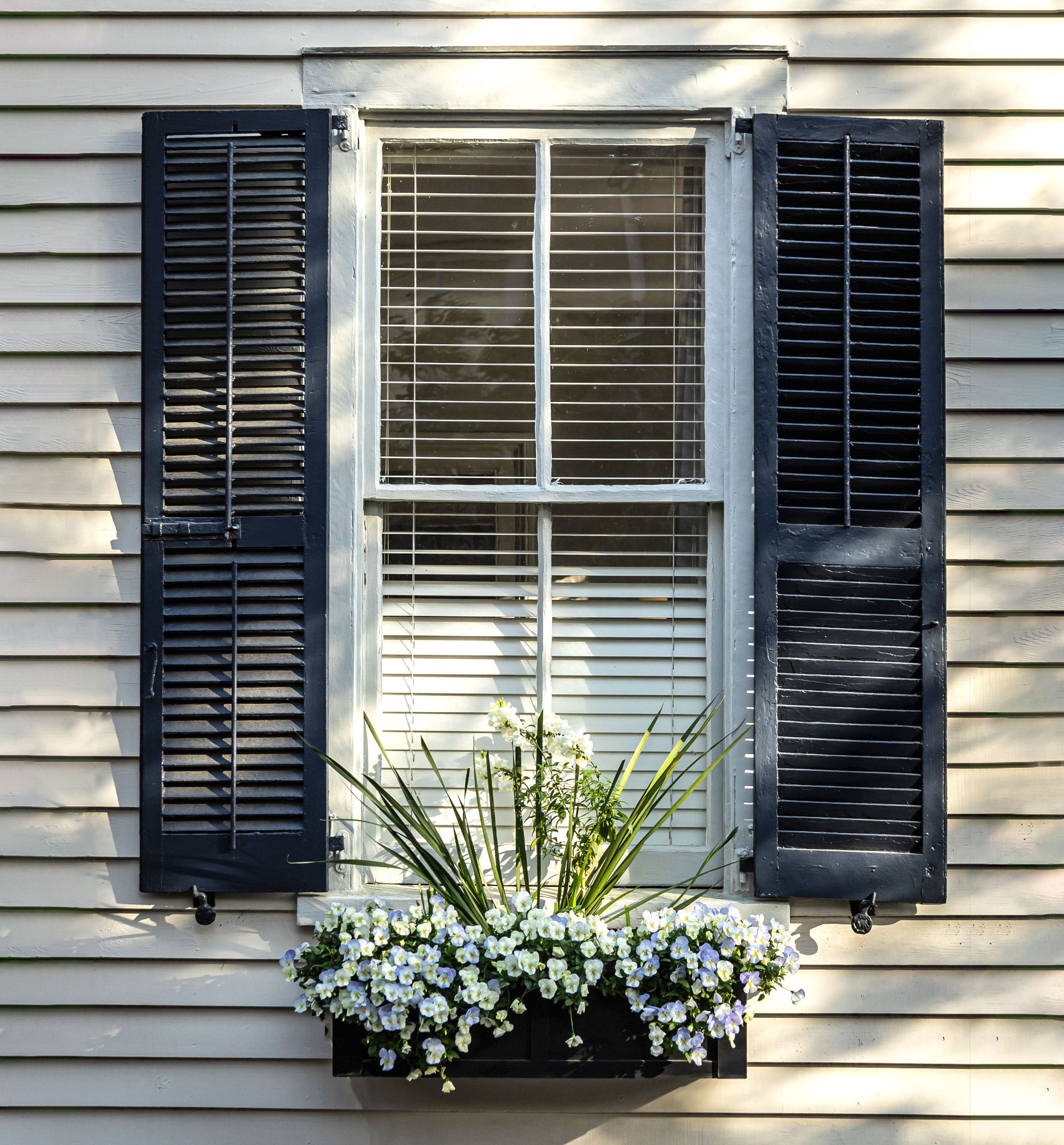 a building next to a window