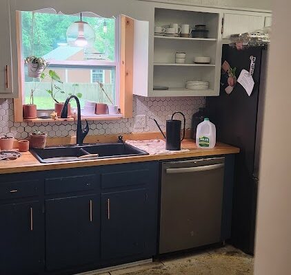 A Kitchen With A Sink And A Window